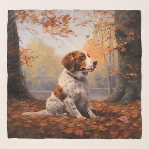 Brittany Spaniel in Autumn Leaves Fall Inspire Scarf