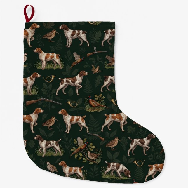 Brittany Spaniel  Large Christmas Stocking (Front)