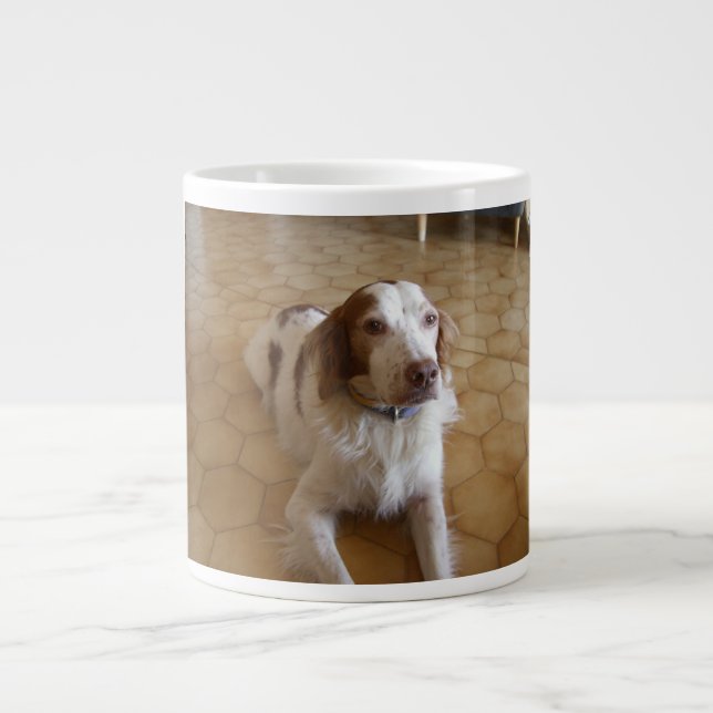 brittany spaniel laying giant coffee mug (Front)