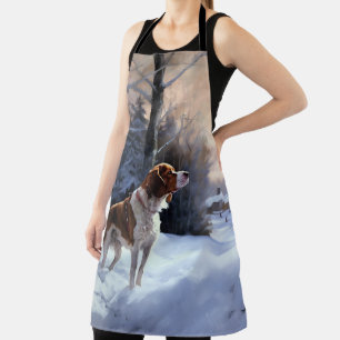 Brittany Spaniel Let It Snow Christmas Apron