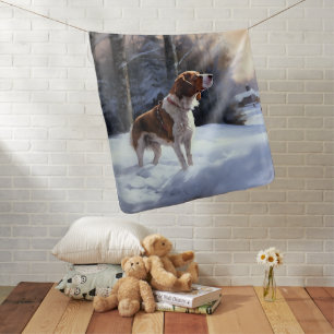 Brittany Spaniel Let It Snow Christmas Baby Blanket