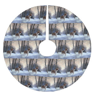 Brittany Spaniel Let It Snow Christmas Brushed Polyester Tree Skirt