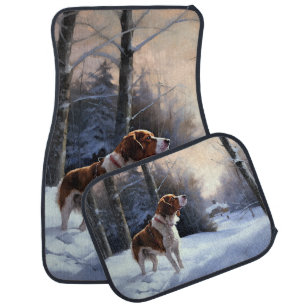 Brittany Spaniel Let It Snow Christmas Car Floor Mat