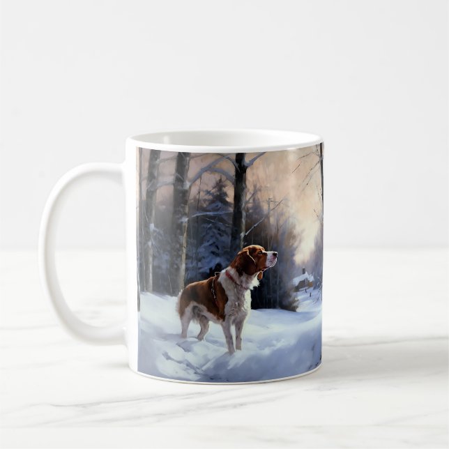Brittany Spaniel Let It Snow Christmas Coffee Mug (Left)