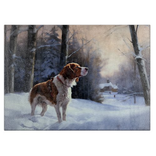 Brittany Spaniel Let It Snow Christmas Cutting Board