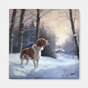 Brittany Spaniel Let It Snow Christmas Magnet