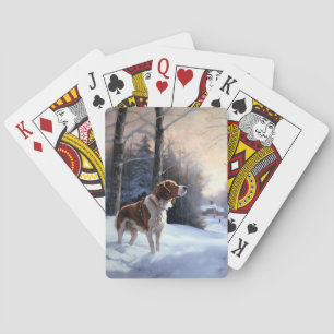 Brittany Spaniel Let It Snow Christmas Poker Cards