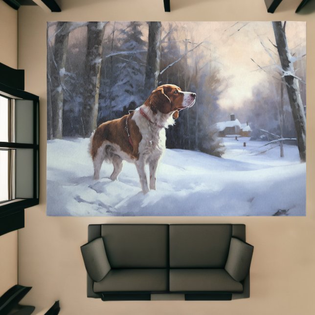 Brittany Spaniel Let It Snow Christmas Rug (Insitu (Indoor 1))