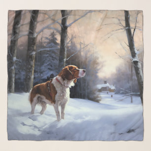 Brittany Spaniel Let It Snow Christmas Scarf