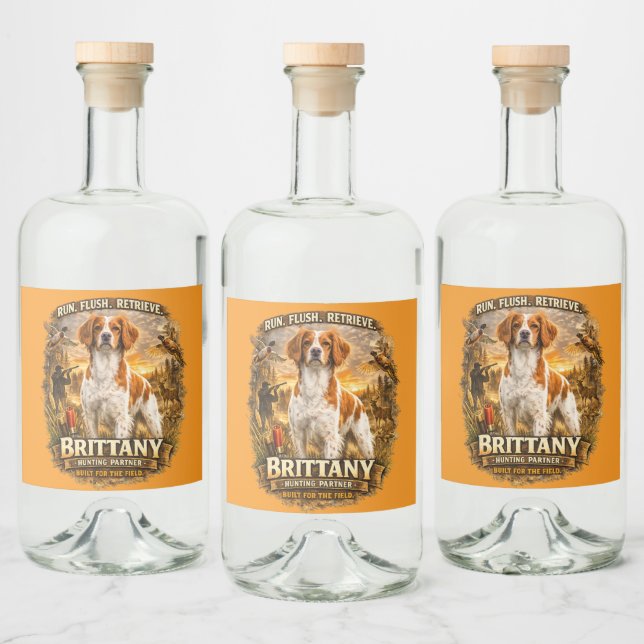 Brittany Spaniel Liquor Bottle Label (Bottles)