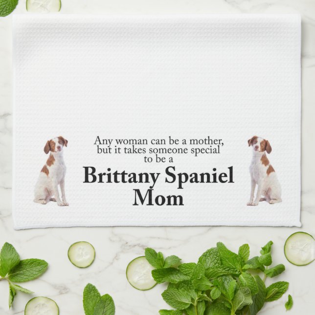 Brittany Spaniel Mom Kitchen Towel (Folded)