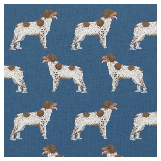 brittany spaniel navy blue dog fabric