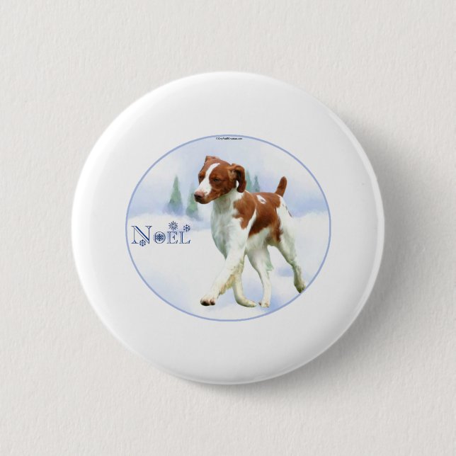 Brittany Spaniel Noel Button (Front)