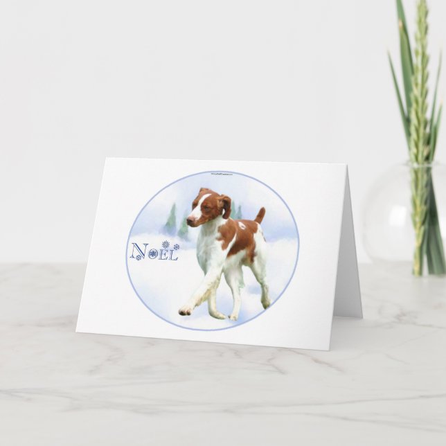 Brittany Spaniel Noel Holiday Card (Front)