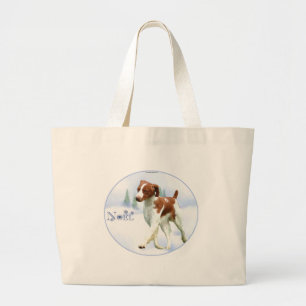 Brittany Spaniel Noel Large Tote Bag