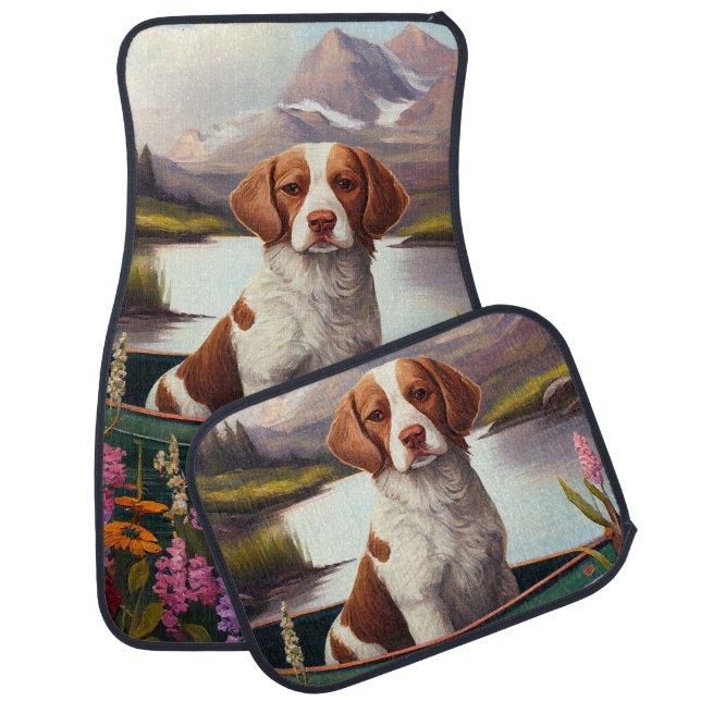 Brittany Spaniel on a Paddle: A Scenic Adventure Car Floor Mat (Set)