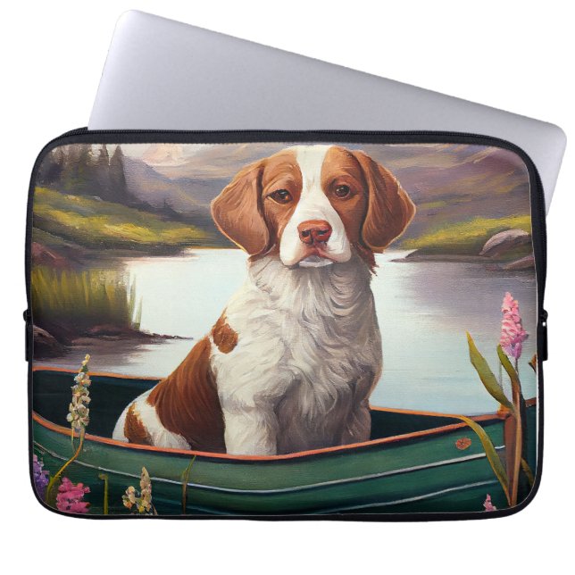 Brittany Spaniel on a Paddle: A Scenic Adventure Laptop Sleeve (Front)