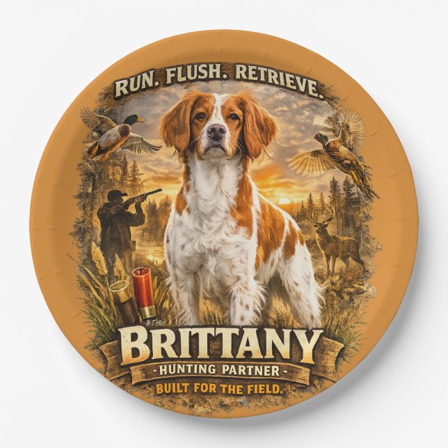 Brittany Spaniel Paper Plates (Front)