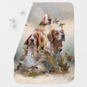 Brittany Spaniel , Passion for Birds Baby Blanket