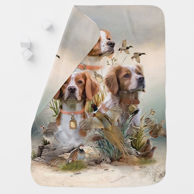 Brittany Spaniel , Passion for Birds Baby Blanket (In Situ)