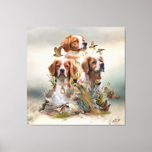 Brittany Spaniel  Passion for Birds Canvas Print