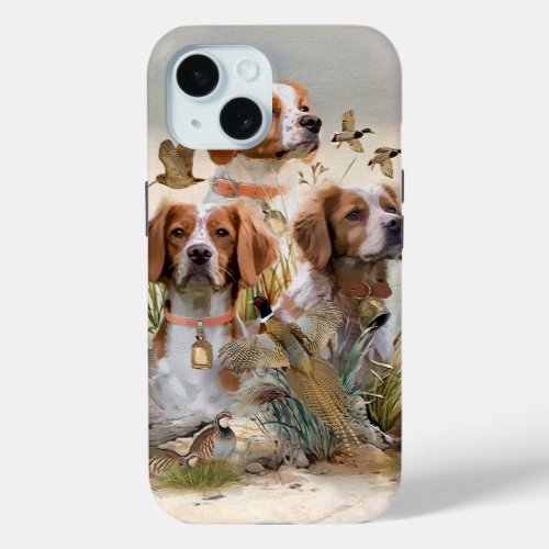 Brittany Spaniel  Passion for Birds iPhone 15 Case