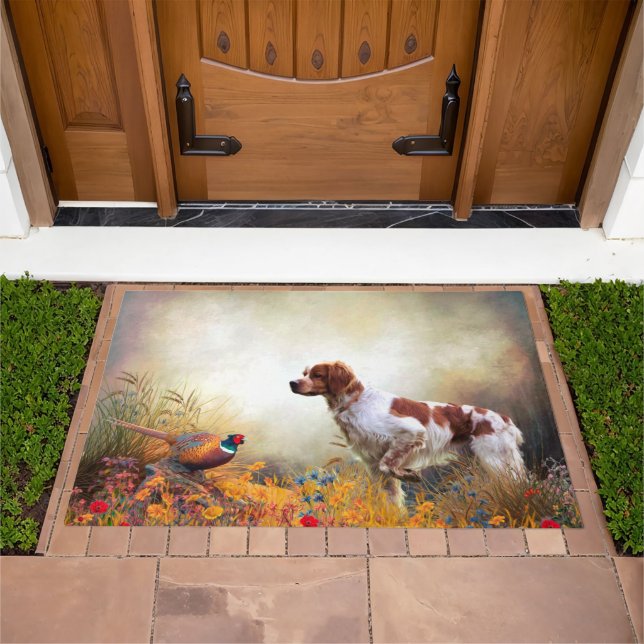 Brittany Spaniel , Passion for Birds Doormat (Outdoor)