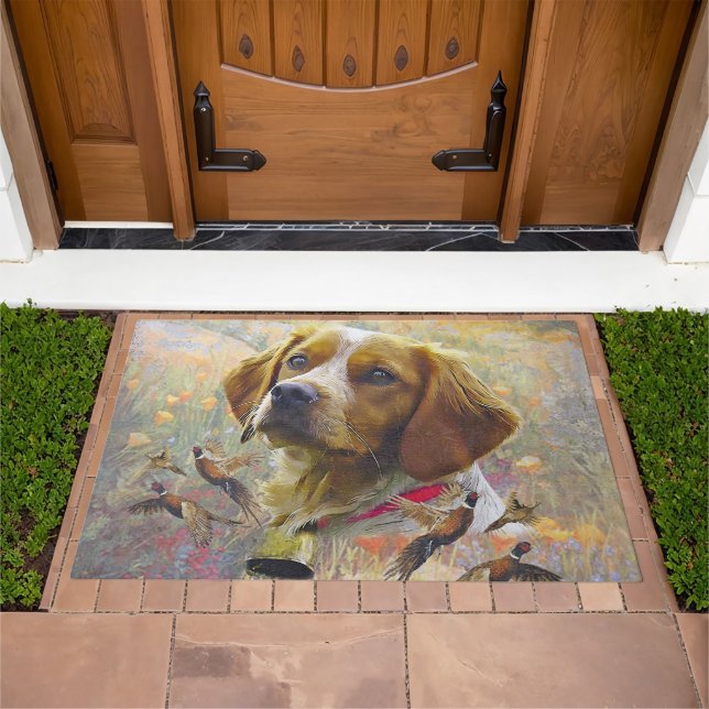 Brittany Spaniel , Passion for Birds Doormat (Outdoor)