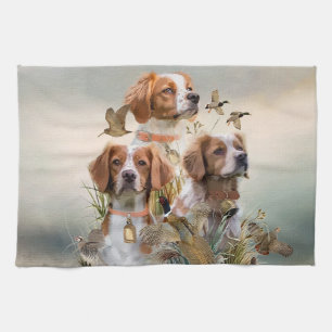 Brittany Spaniel , Passion for Birds Kitchen Towel