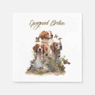 Brittany Spaniel , Passion for Birds Napkins
