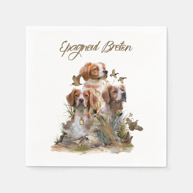Brittany Spaniel , Passion for Birds Napkins (Front)