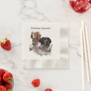 Brittany Spaniel , Passion for Birds Napkins