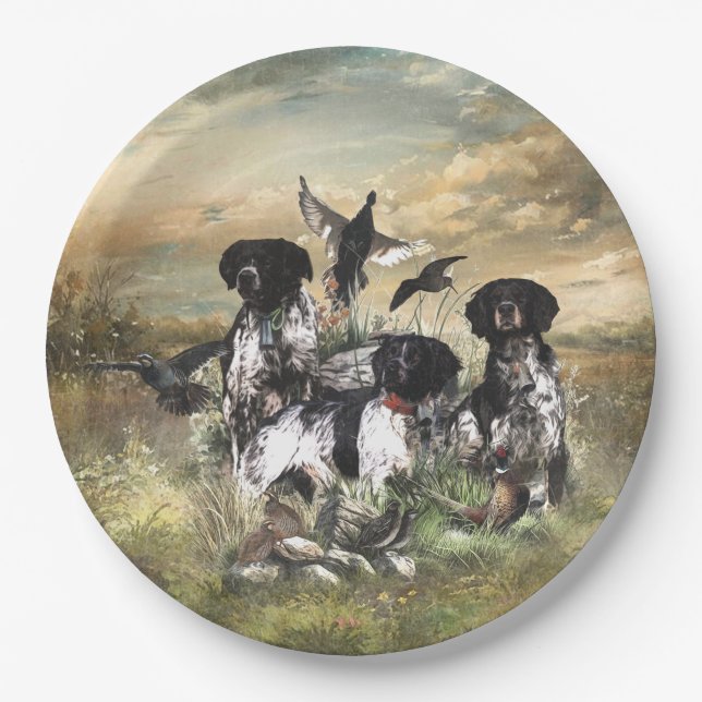 Brittany Spaniel , Passion for Birds Paper Plates (Front)
