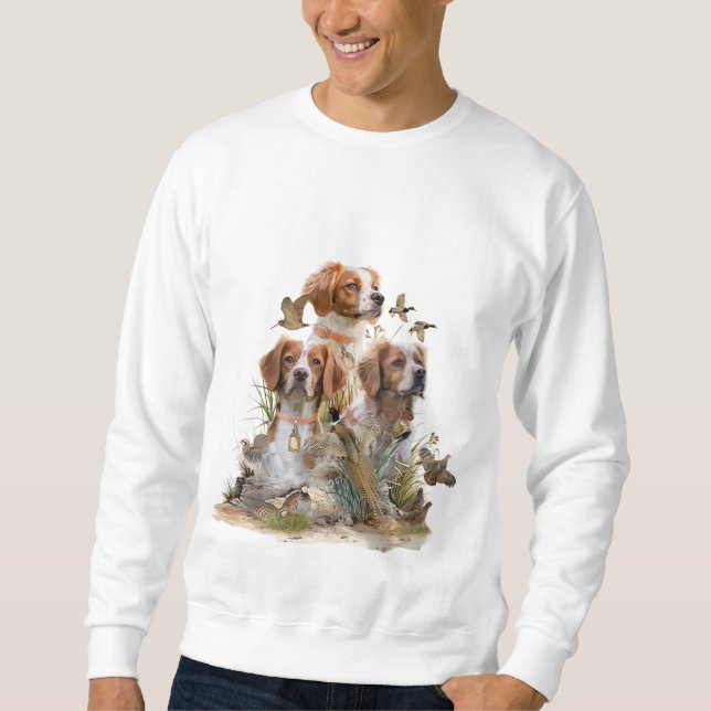 Brittany Spaniel , Passion for Birds Sweatshirt (Front)
