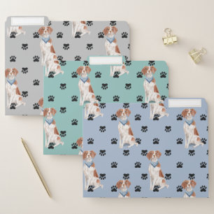 Brittany Spaniel Paw Prints Pattern File Folder