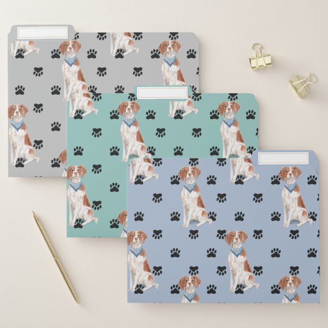Brittany Spaniel Paw Prints Pattern File Folder (Set)