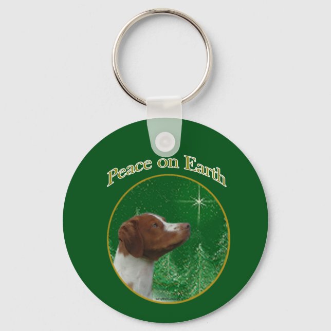 Brittany Spaniel Peace Keychain (Front)