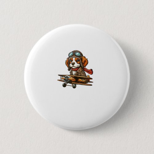 Brittany Spaniel Pilot Dog Funny Aviator  Button