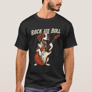 Brittany Spaniel Playing Guitar Rock and Roll Dog T-Shirt