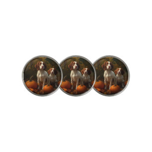 Brittany Spaniel Puppy Autumn Delight Pumpkin Golf Ball Marker