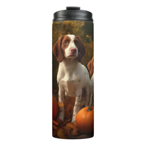 Brittany Spaniel Puppy Autumn Delight Pumpkin  Thermal Tumbler