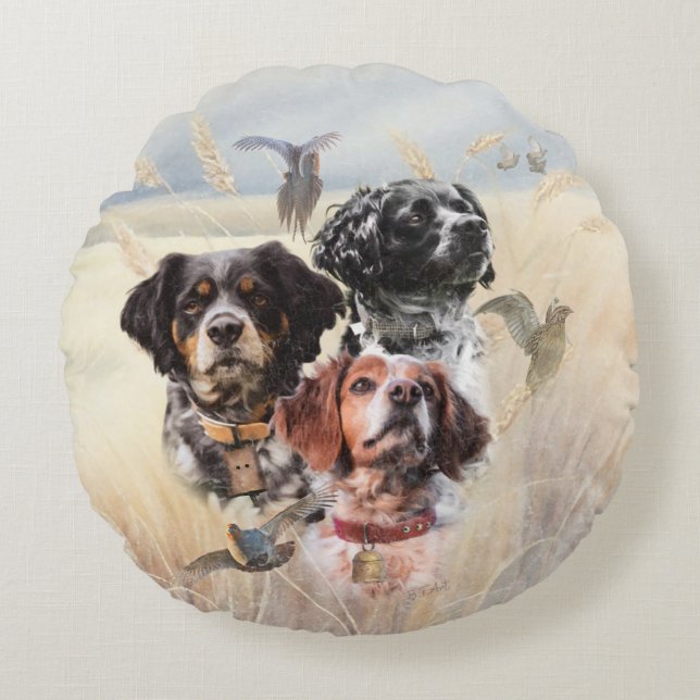 Brittany Spaniel Round Pillow (Front)