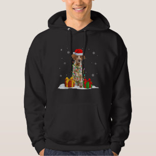 Brittany Spaniel Santa Christmas Tree Lights Xmas Hoodie