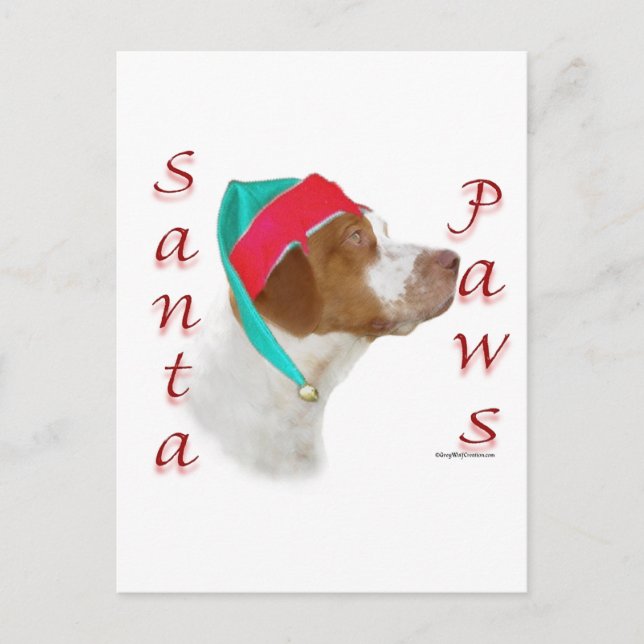 Brittany Spaniel Santa Paws Holiday Postcard (Front)