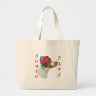 Brittany Spaniel Santa Paws Large Tote Bag