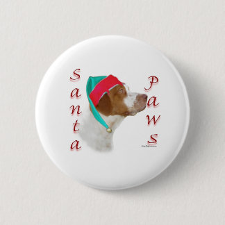 Brittany Spaniel Santa Paws Pinback Button