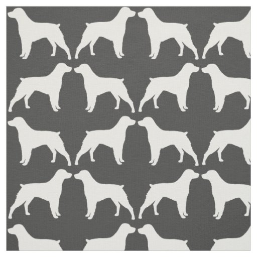 Brittany Spaniel Silhouettes Grey and White Fabric