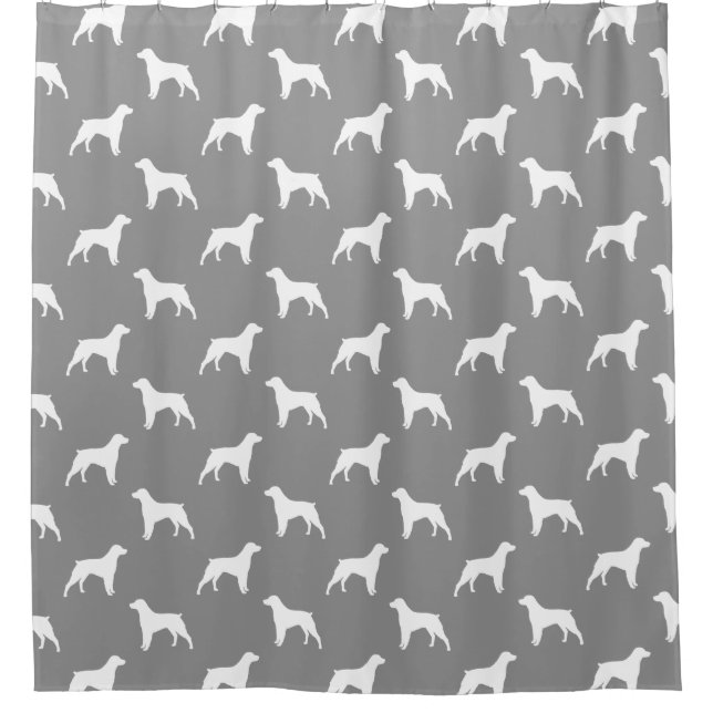 Brittany Spaniel Silhouettes Pattern Grey Shower Curtain (Front)
