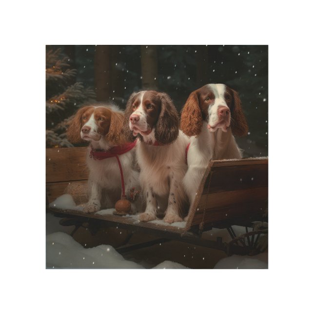 Brittany Spaniel Snowy Sleigh Christmas Decor   (Front)