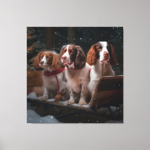 Brittany Spaniel Snowy Sleigh Christmas Decor 